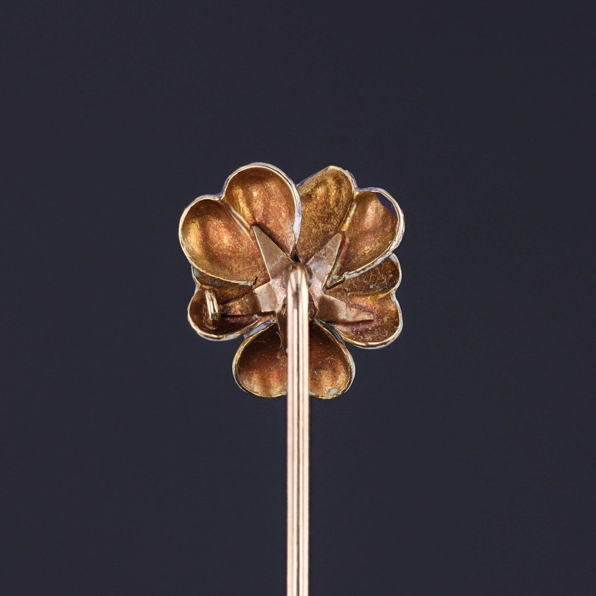 Antique Enamel Pansy Stickpin of 14k Gold - Trademark Antiques