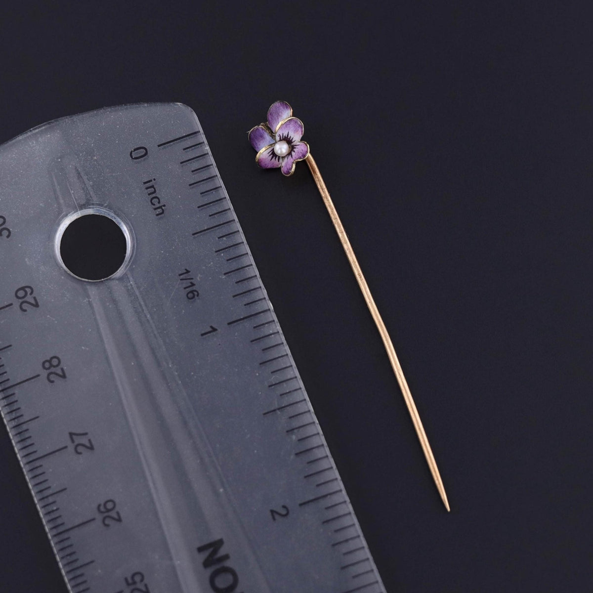 Antique Enamel Pansy Stickpin of 14k Gold - Trademark Antiques