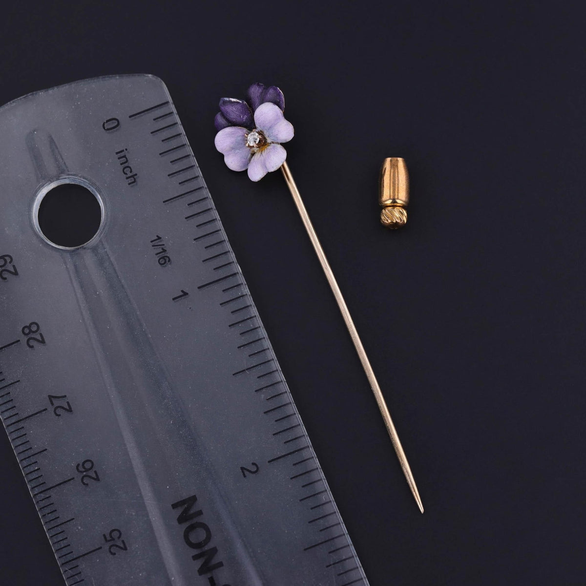 Antique Enamel Pansy Stickpin of 14k Gold - Trademark Antiques