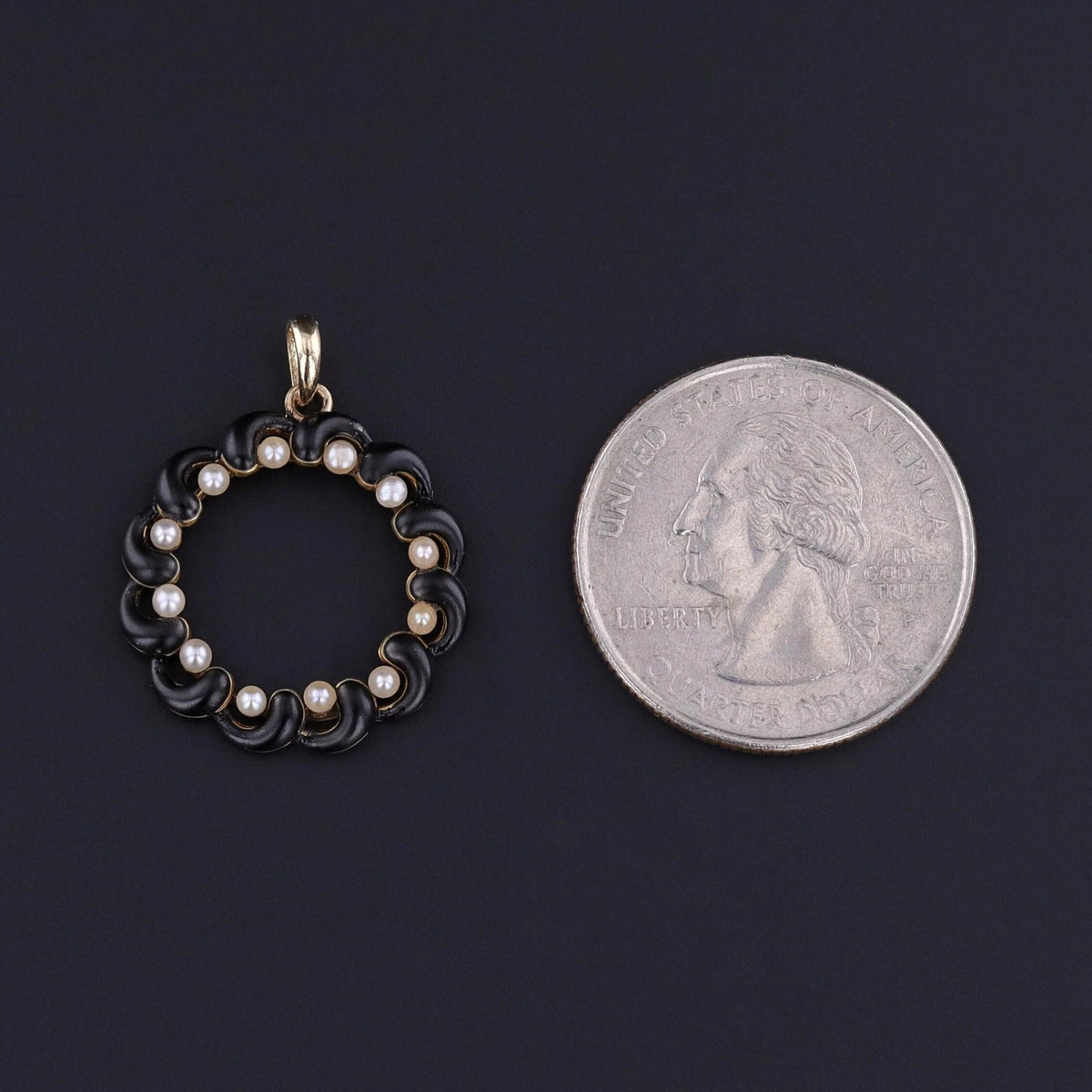 Antique Enamel &amp; Pearl Pendant of 14k Gold - Trademark Antiques
