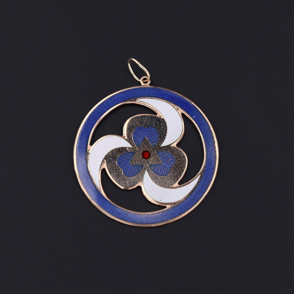 Antique Enamel Pendant of 10k Gold - Trademark Antiques