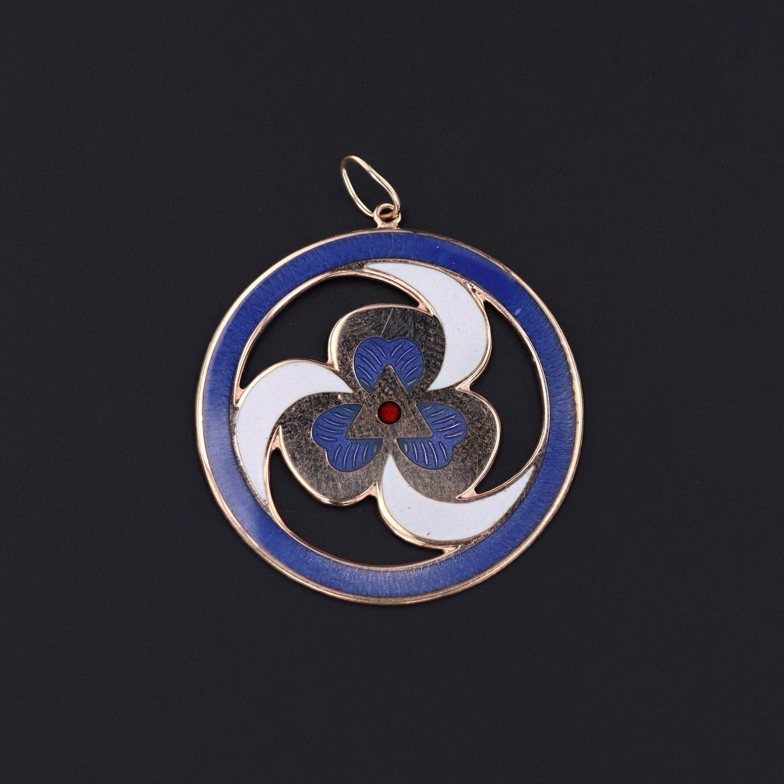 Antique Enamel Pendant of 10k Gold - Trademark Antiques