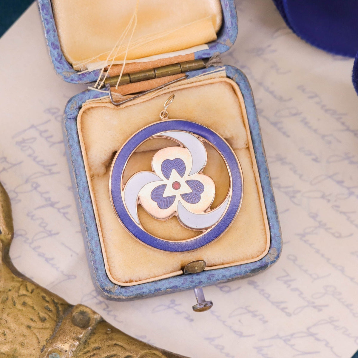 Antique Enamel Pendant of 10k Gold - Trademark Antiques