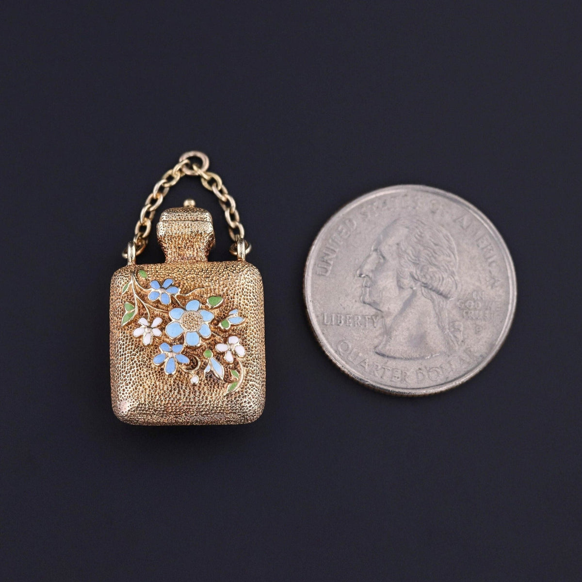 Antique Enamel Perfume Charm of 14k Gold - Trademark Antiques