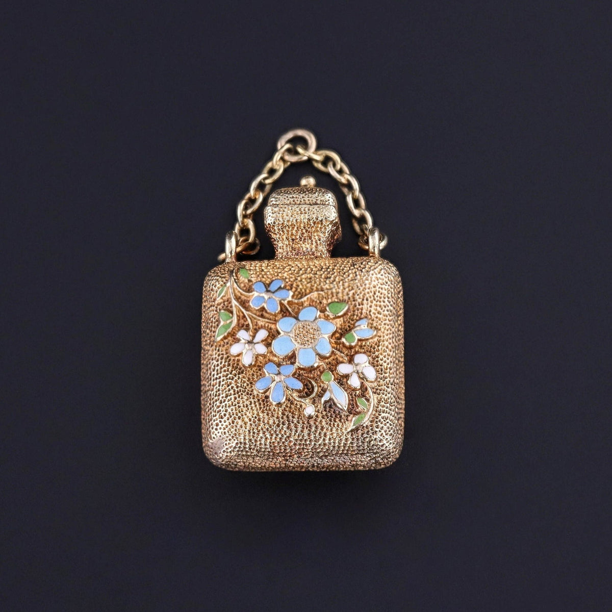 Antique Enamel Perfume Charm of 14k Gold - Trademark Antiques