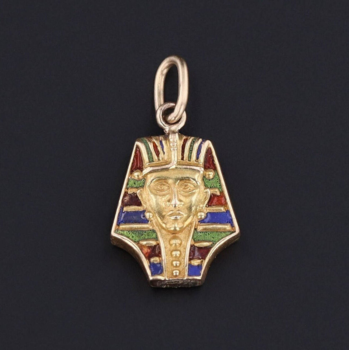 Antique Enamel Pharaoh Charm of 14k Gold - Trademark Antiques
