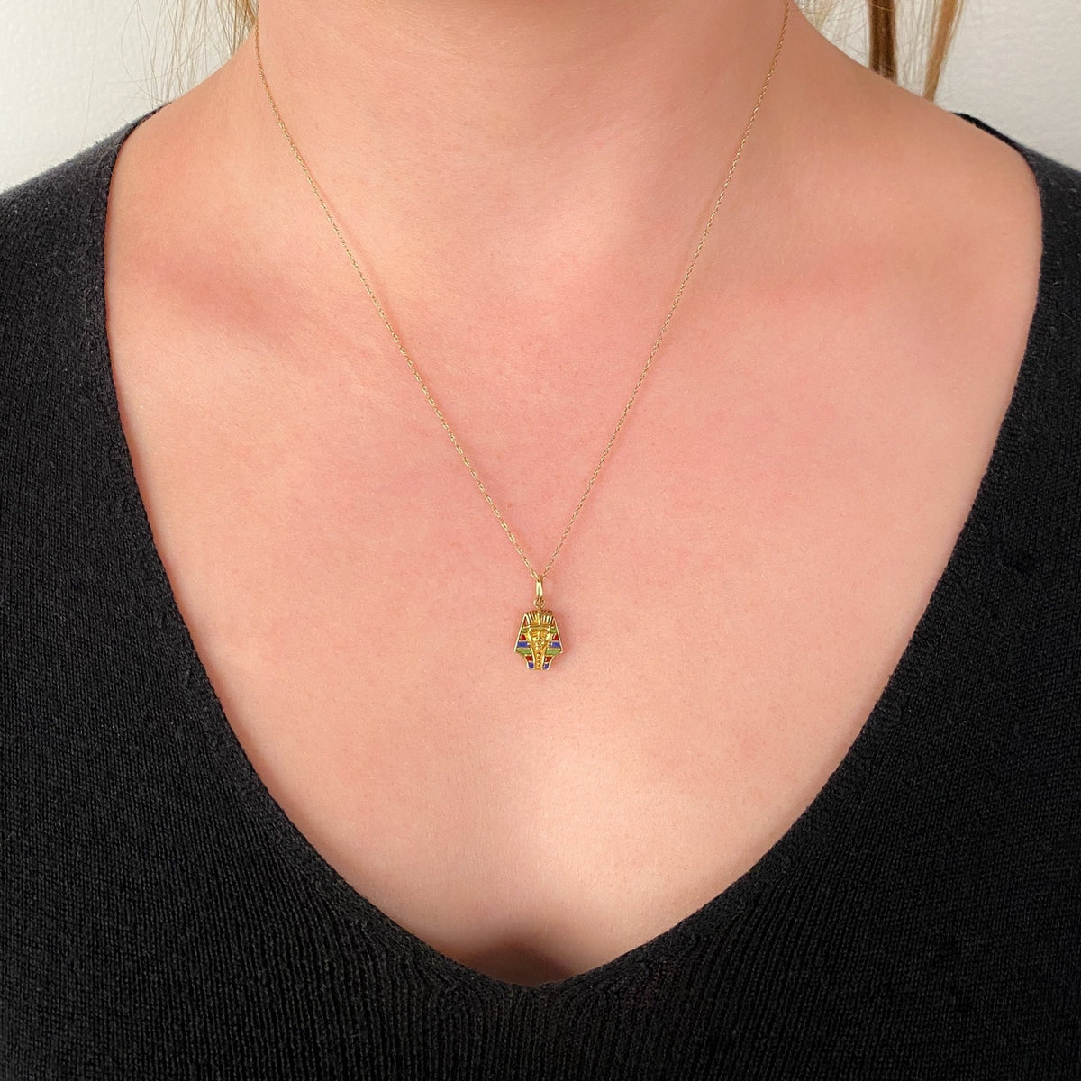 Antique Enamel Pharaoh Charm of 14k Gold - Trademark Antiques