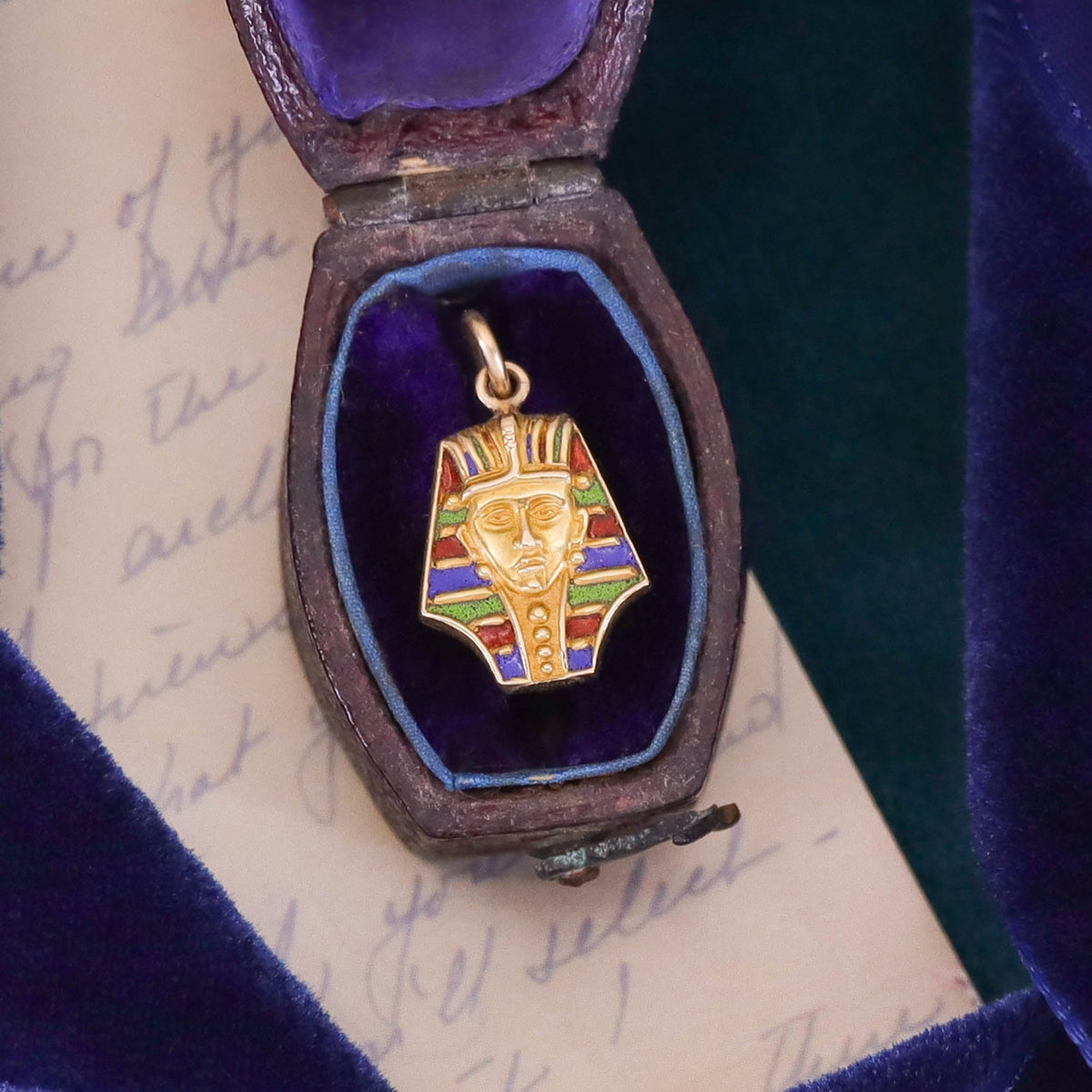 Antique Enamel Pharaoh Charm of 14k Gold - Trademark Antiques