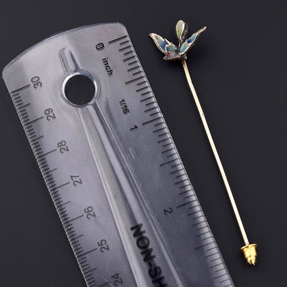 Antique Enamel Plique a Jour Bird Stickpin - Trademark Antiques