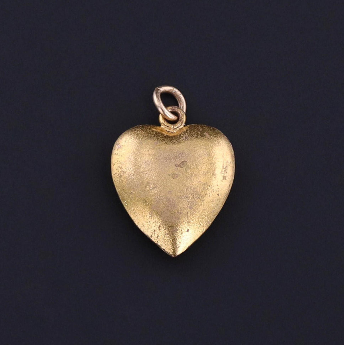 Antique Enamel Puffy Heart Charm of 10k Gold - Trademark Antiques