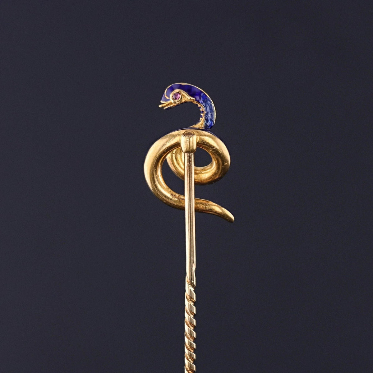 Antique Enamel Snake Stickpin of 18k Gold - Trademark Antiques