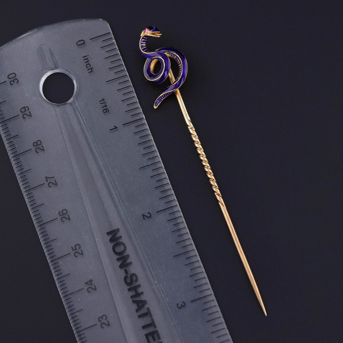 Antique Enamel Snake Stickpin of 18k Gold - Trademark Antiques