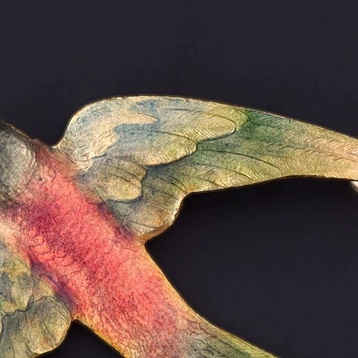 Antique Enamel Swallow Bird Pendant of 14k Gold - Trademark Antiques