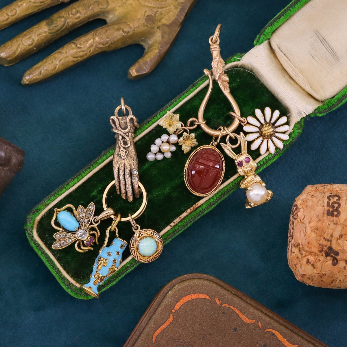 Antique Enamel Urn Charm of 18k Gold - Trademark Antiques