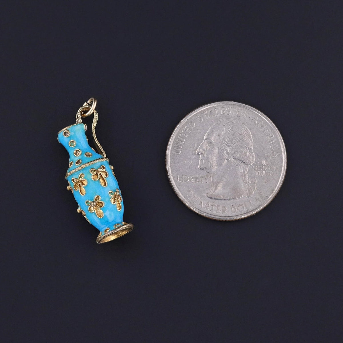 Antique Enamel Urn Charm of 18k Gold - Trademark Antiques