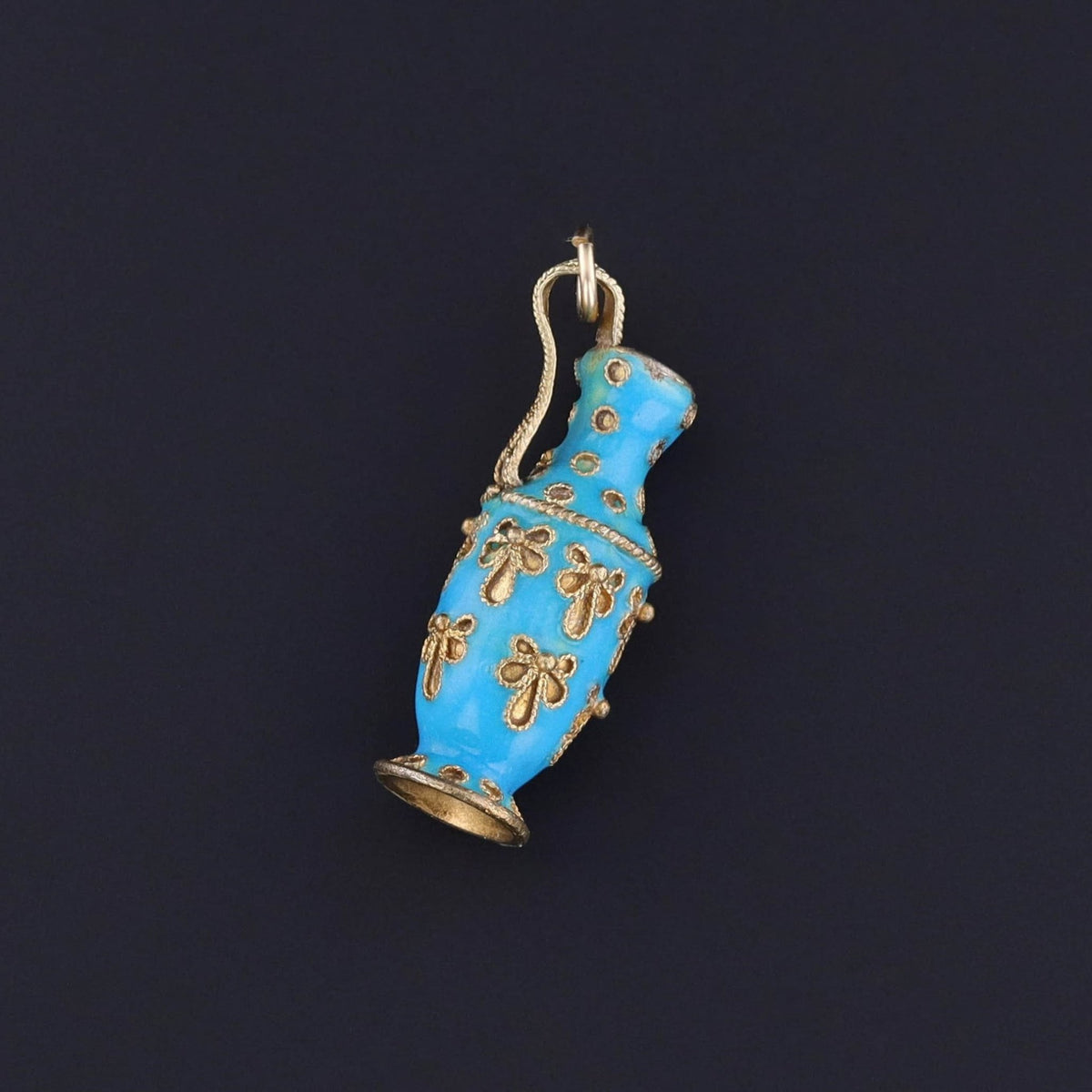 Antique Enamel Urn Charm of 18k Gold - Trademark Antiques
