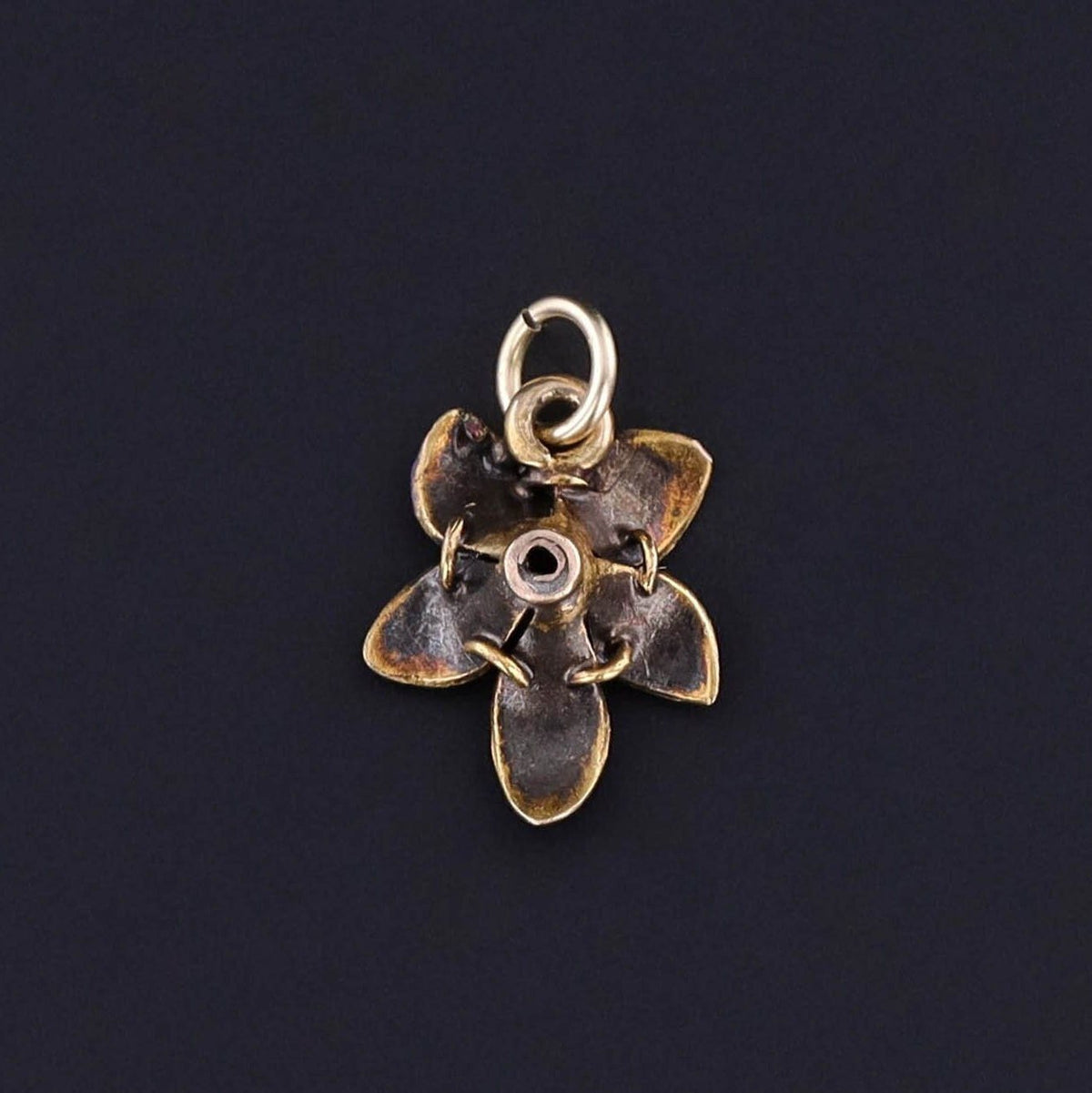 Antique Enamel Violet Charm of 14k Gold - Trademark Antiques