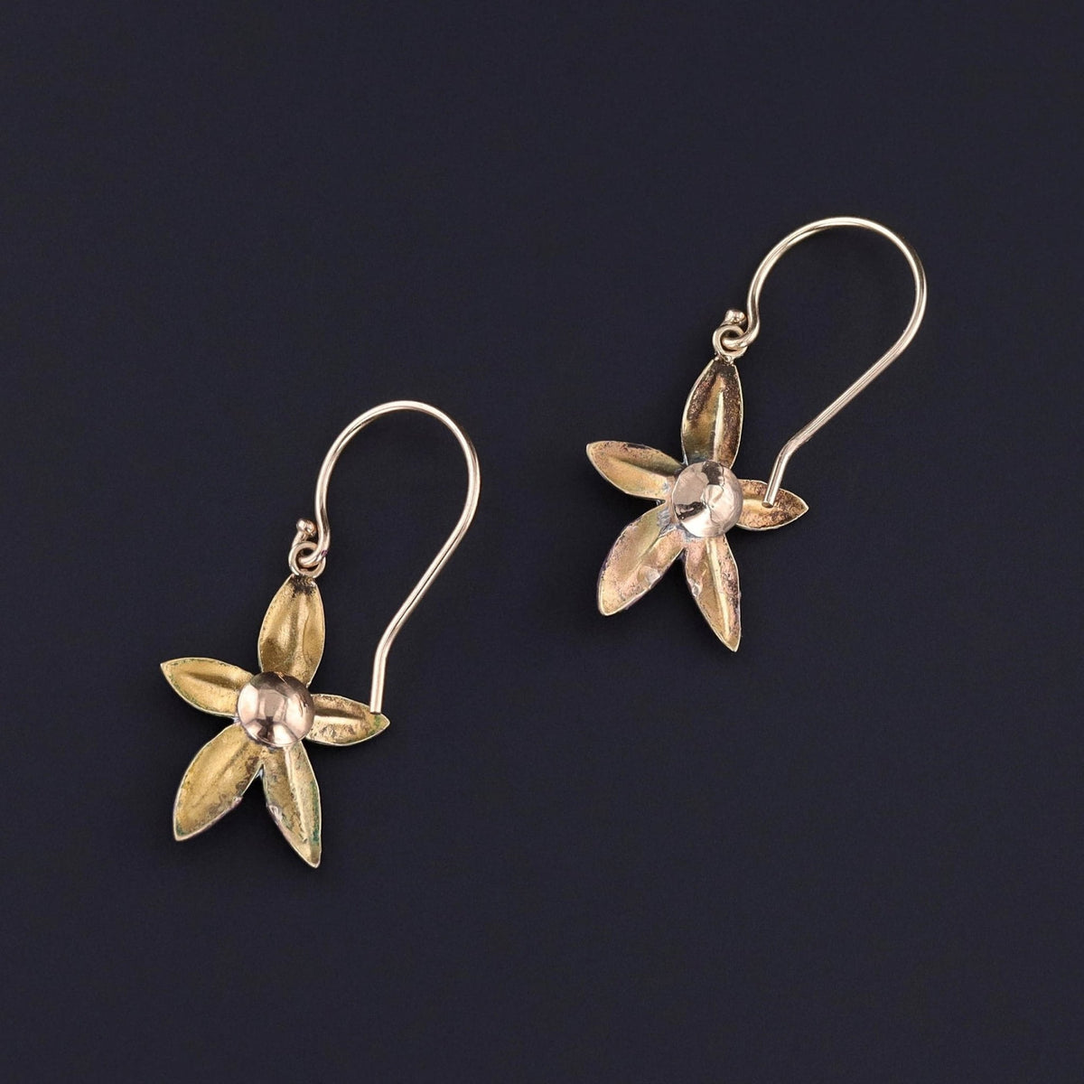 Antique Enamel Violet Conversion Earrings of 14k Gold - Trademark Antiques