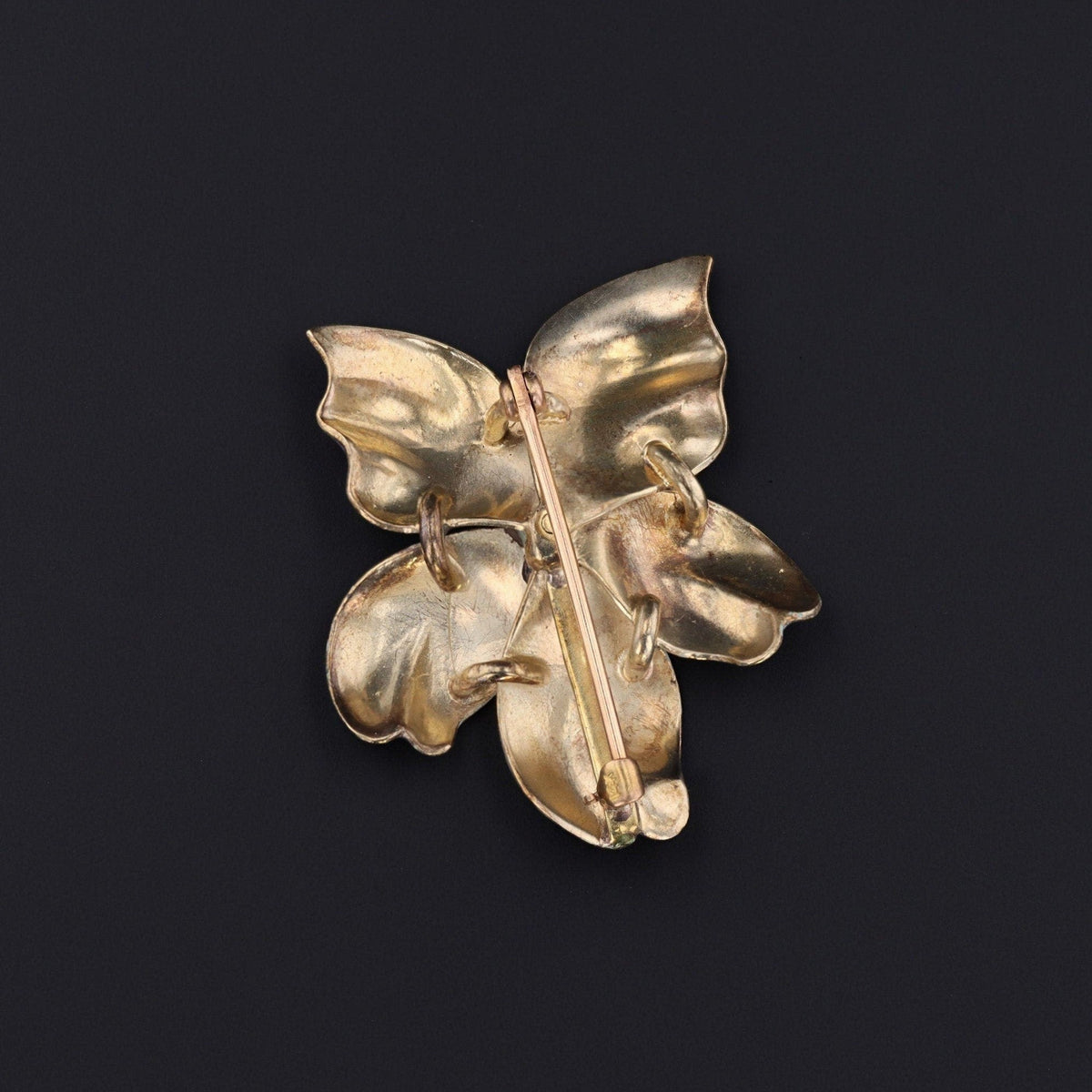 Antique Enamel Violet Flower Brooch of 14k Gold - Trademark Antiques