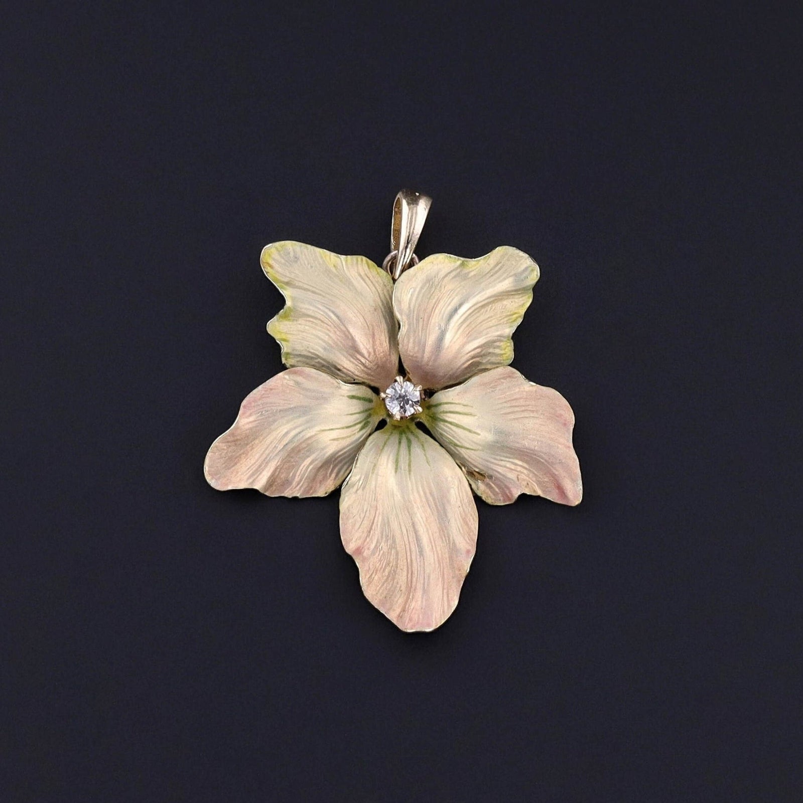 Antique Enamel Violet Pendant of 14k Gold - Trademark Antiques