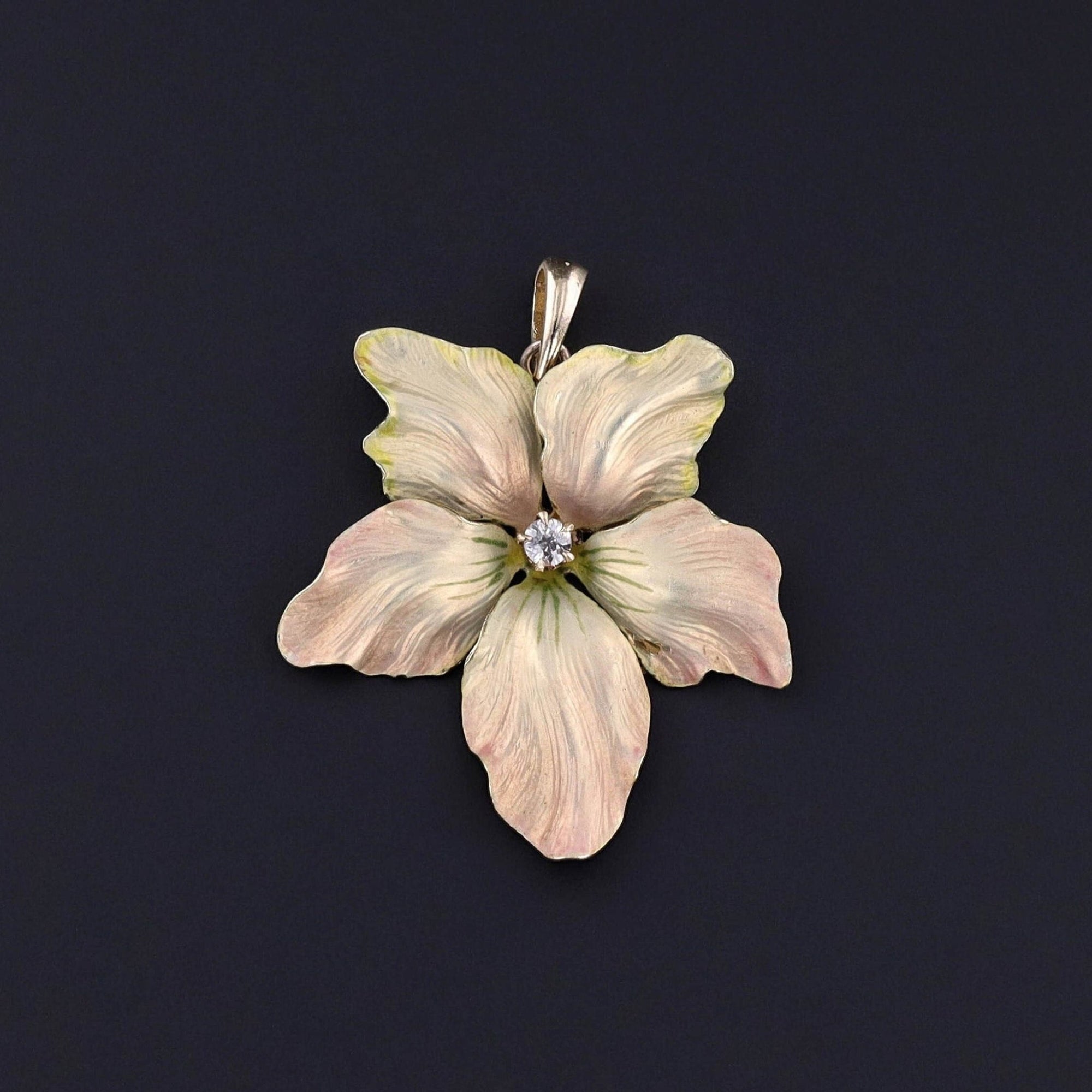 Antique Enamel Violet Pendant of 14k Gold - Trademark Antiques