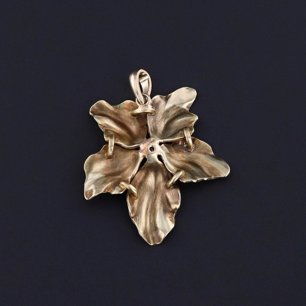 Antique Enamel Violet Pendant of 14k Gold - Trademark Antiques