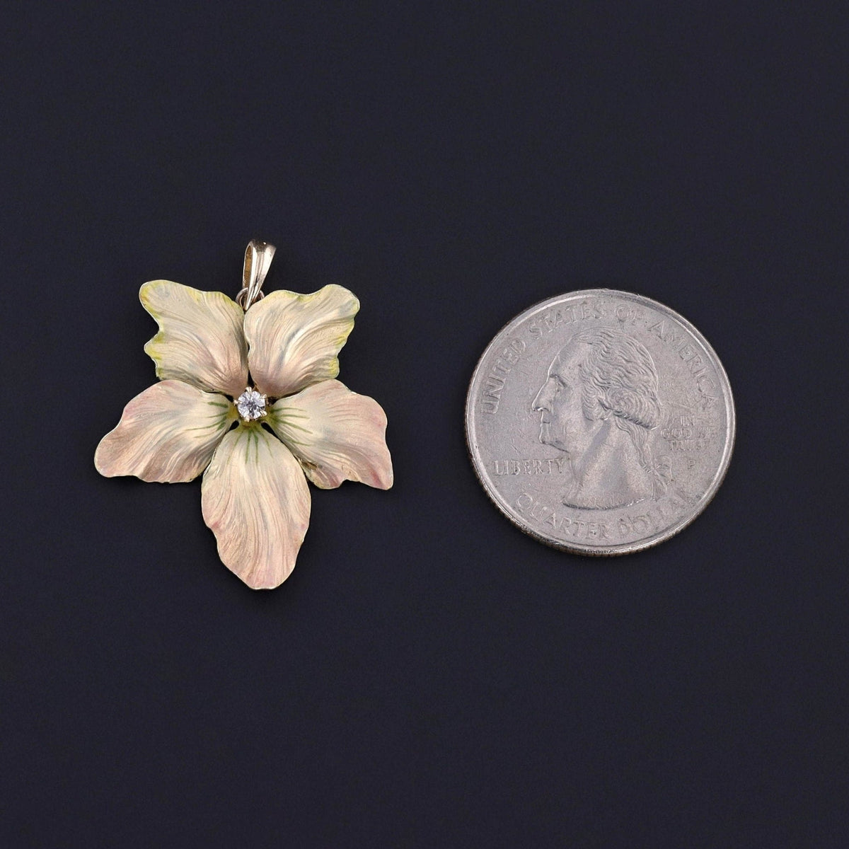 Antique Enamel Violet Pendant of 14k Gold - Trademark Antiques