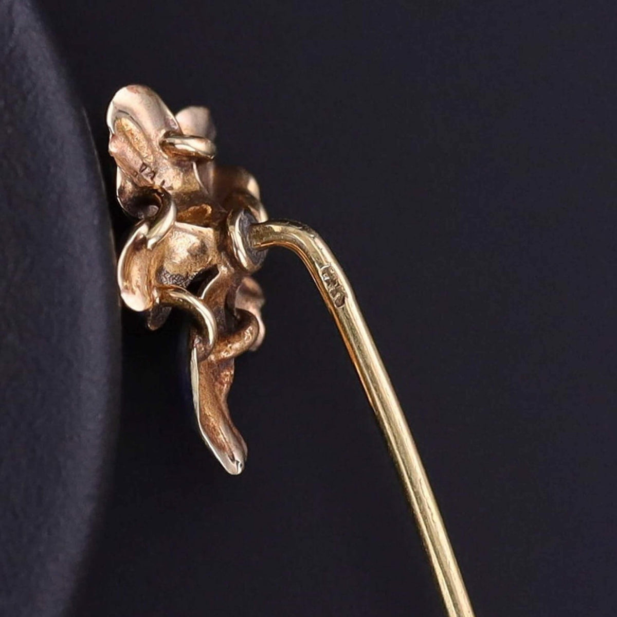 Antique Enamel Violet Stickpin of 14k Gold - Trademark Antiques