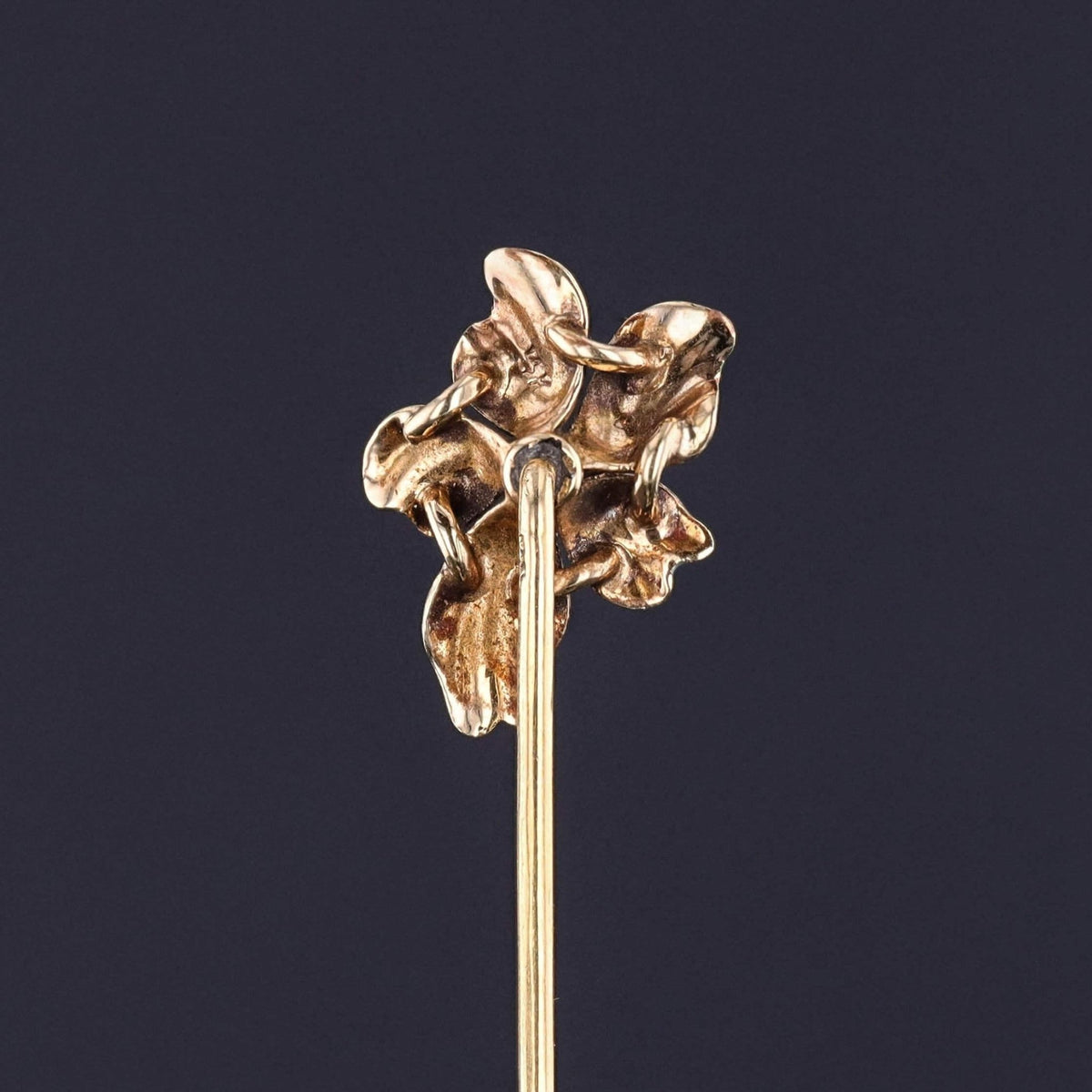 Antique Enamel Violet Stickpin of 14k Gold - Trademark Antiques