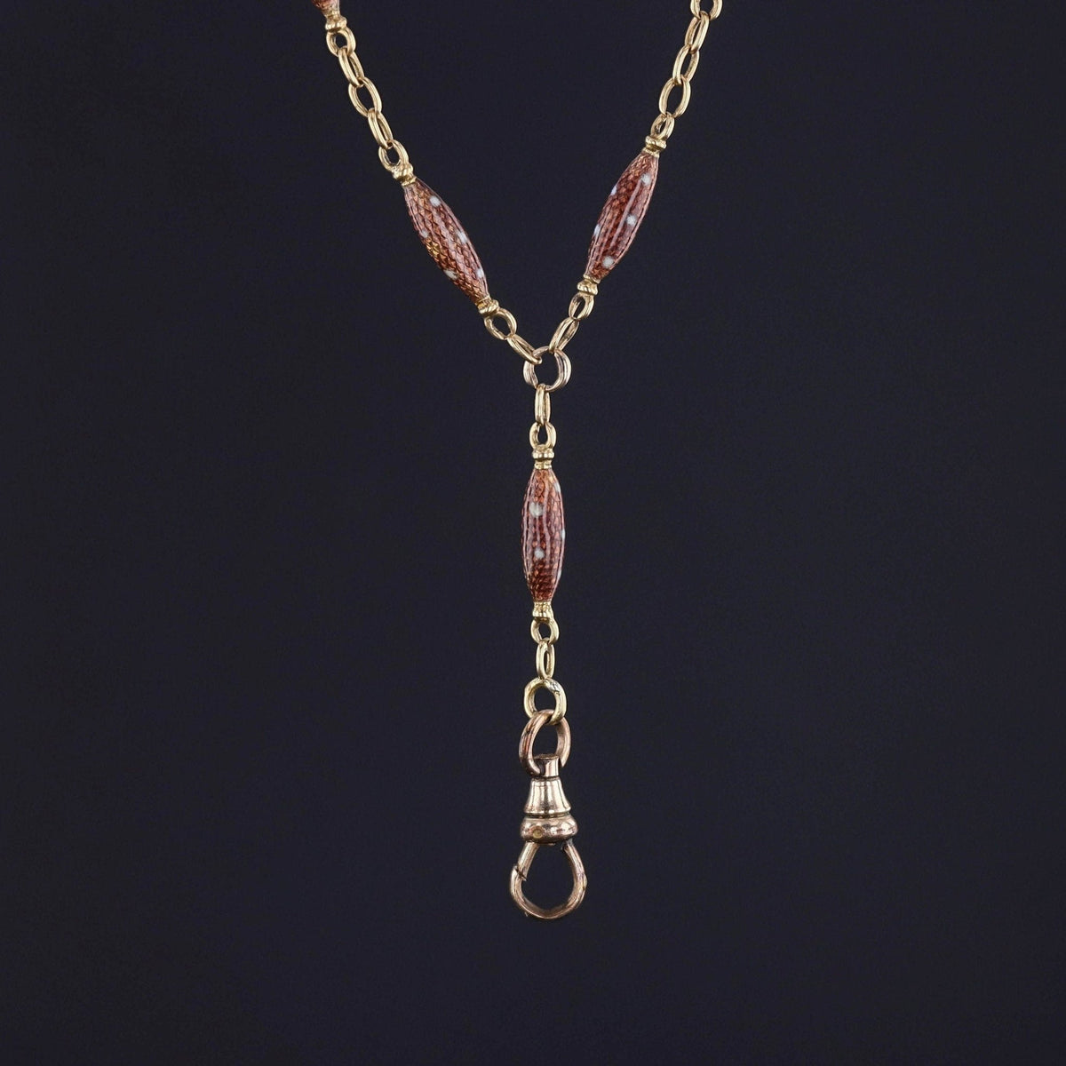 Antique Enamel Watch Chain of 18k Gold - Trademark Antiques