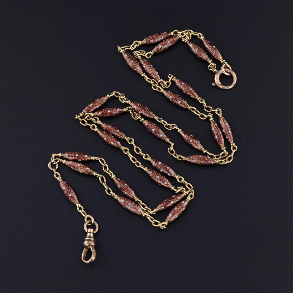 Antique Enamel Watch Chain of 18k Gold - Trademark Antiques