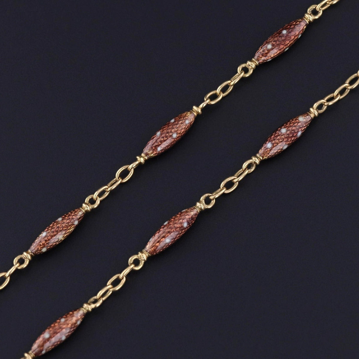 Antique Enamel Watch Chain of 18k Gold - Trademark Antiques