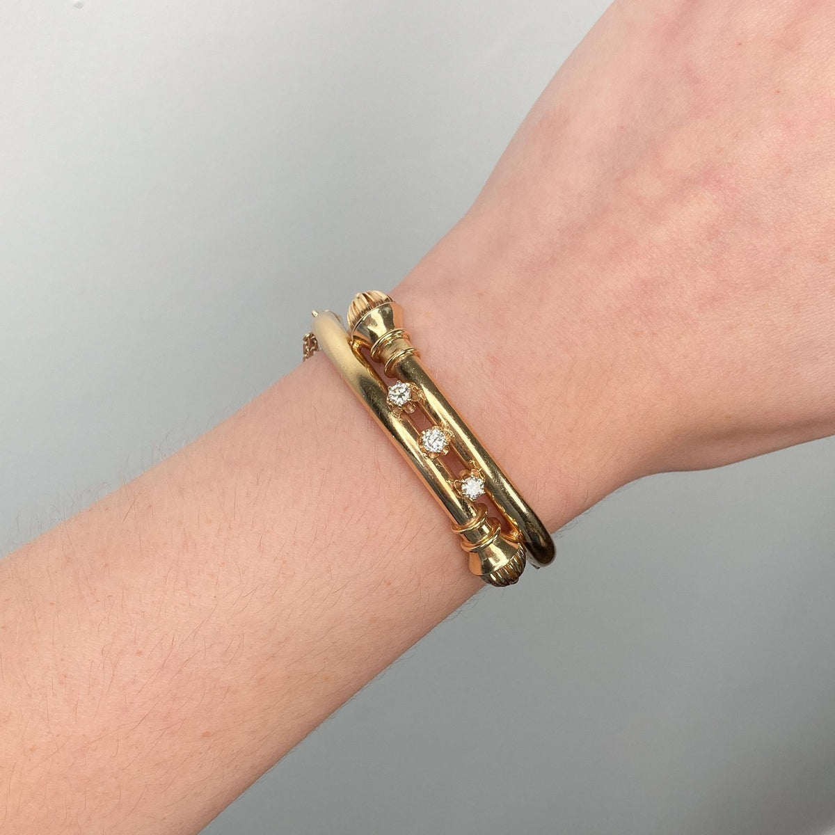 Antique Etruscan Revival Bangle Bracelet of 14k Gold - Trademark Antiques