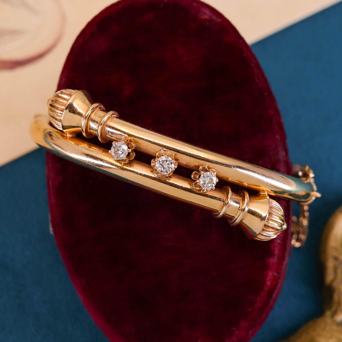 Antique Etruscan Revival Bangle Bracelet of 14k Gold - Trademark Antiques