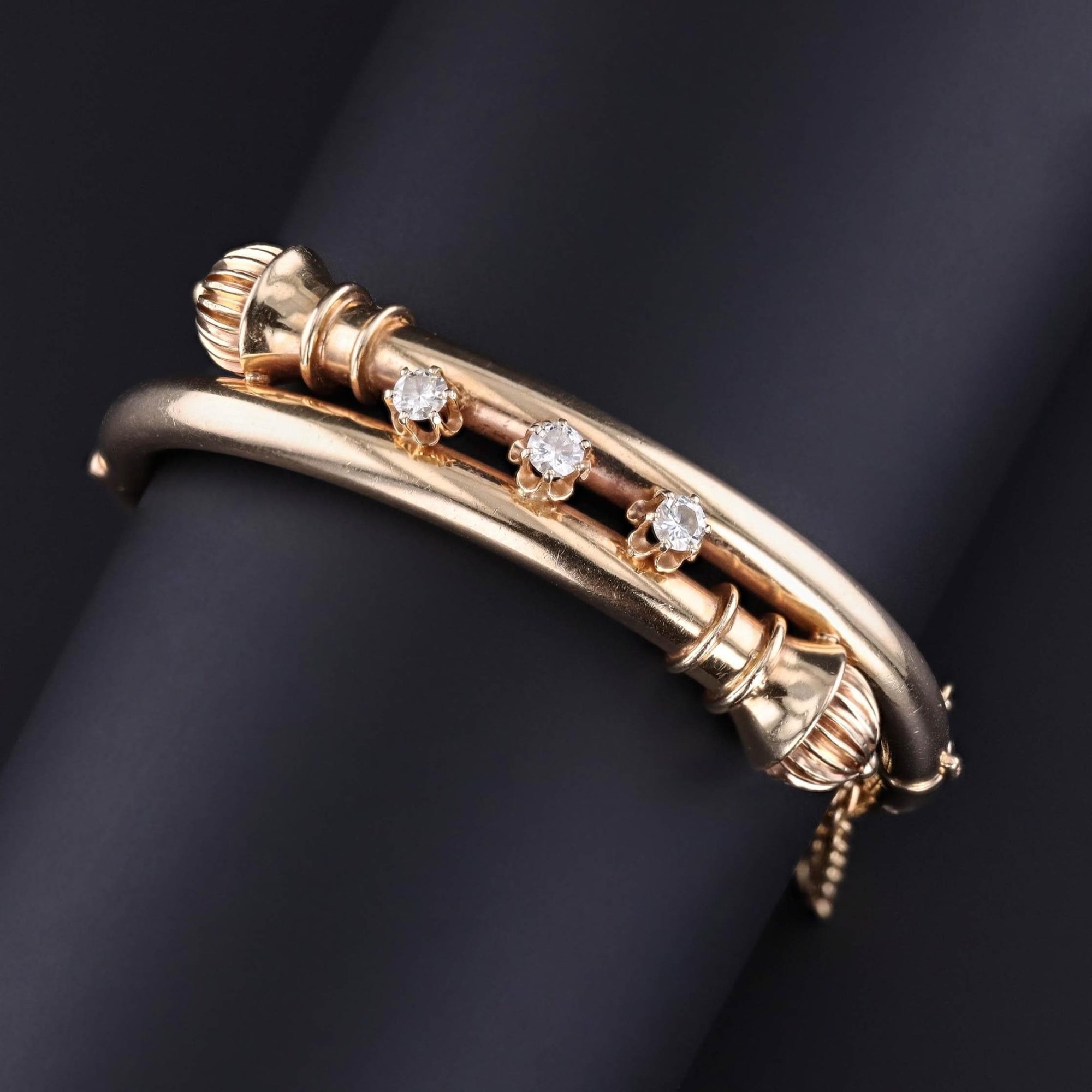 Antique Etruscan Revival Bangle Bracelet of 14k Gold - Trademark Antiques