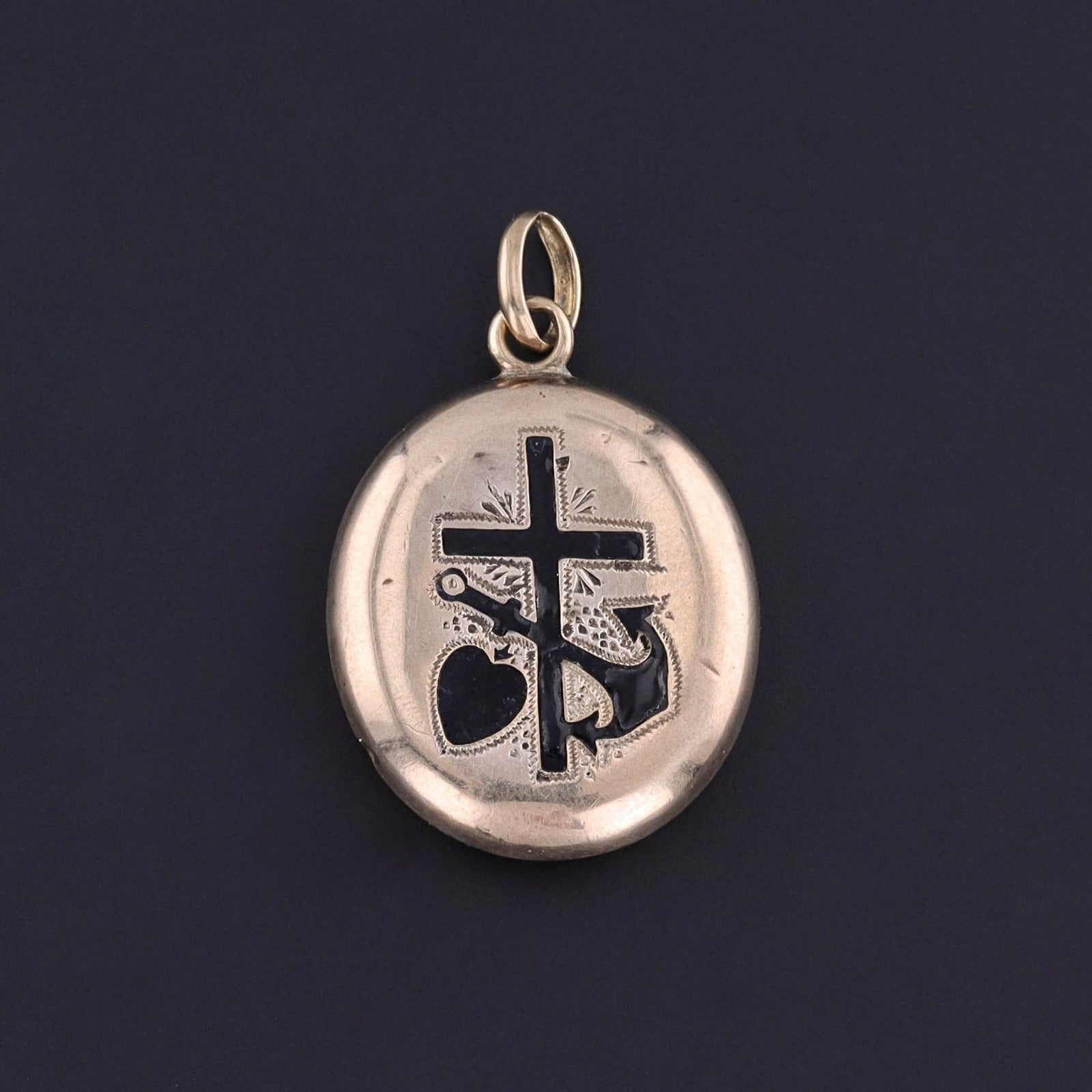 Antique Faith, Hope & Charity Locket of 10k Gold - Trademark Antiques