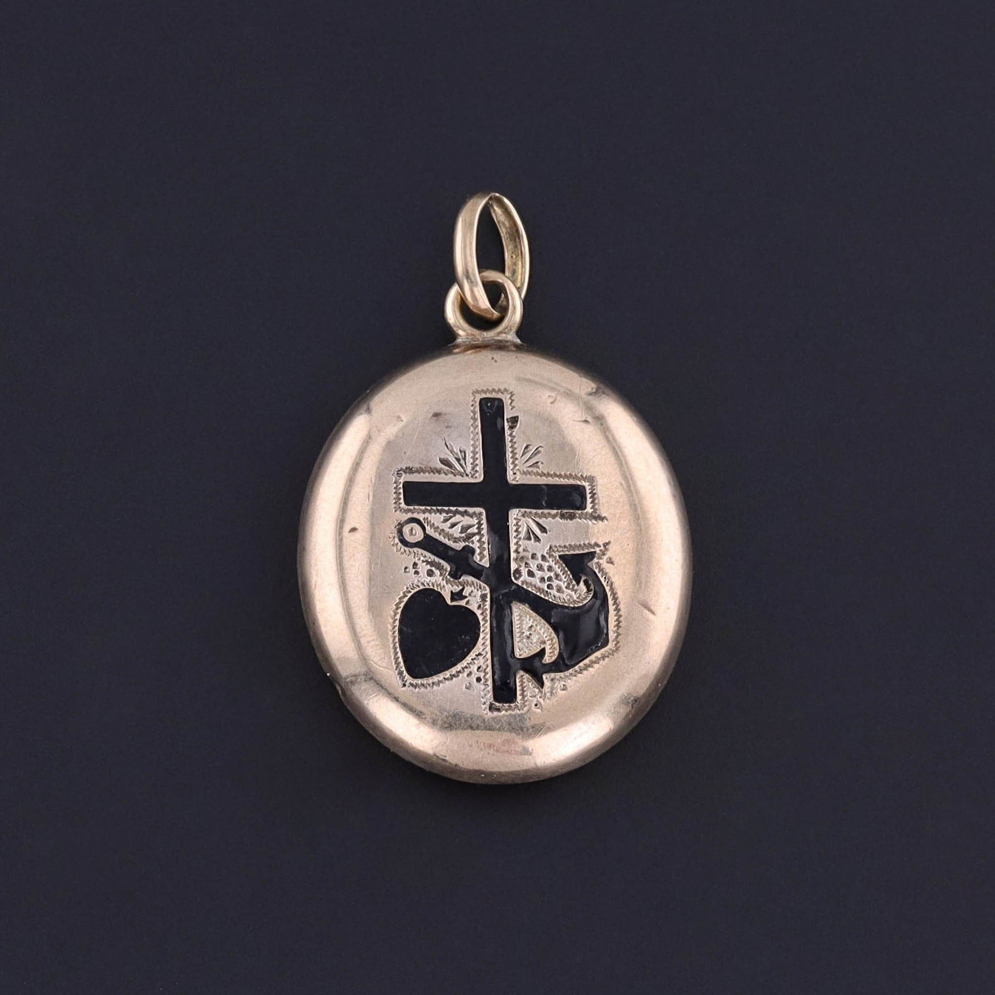 Antique Faith, Hope & Charity Locket of 10k Gold - Trademark Antiques