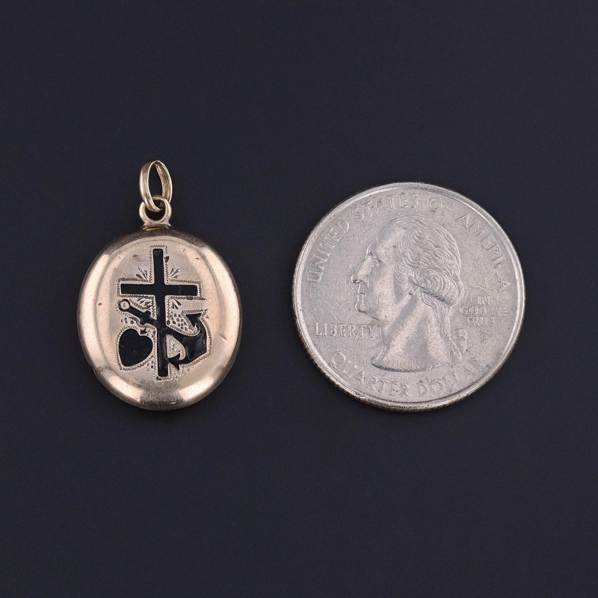 Antique Faith, Hope &amp; Charity Locket of 10k Gold - Trademark Antiques