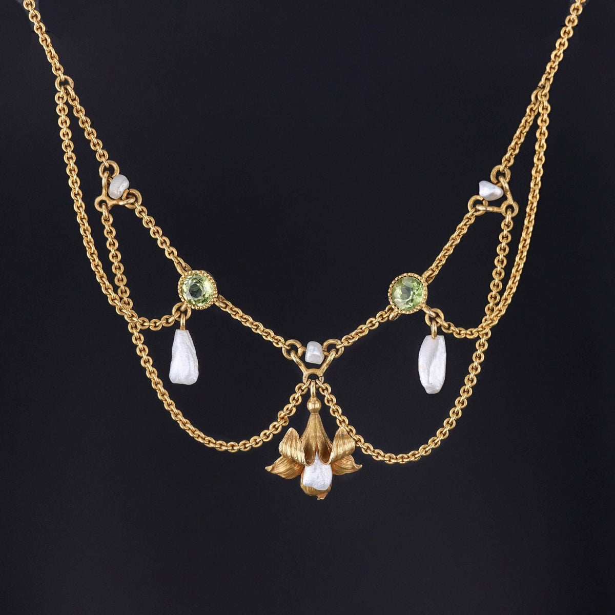 Antique Festoon Necklace of 10k Gold - Trademark Antiques