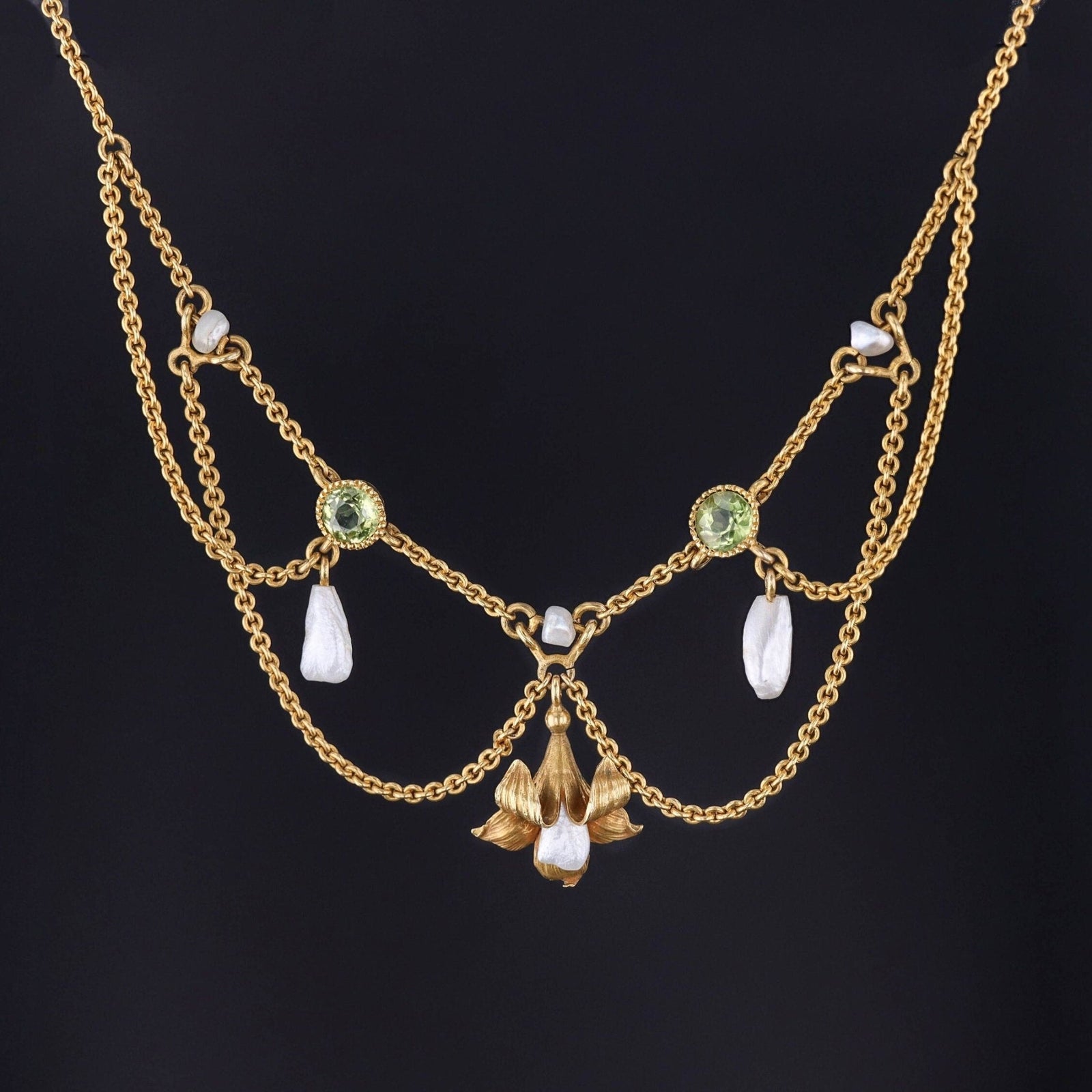 Antique Festoon Necklace of 10k Gold - Trademark Antiques