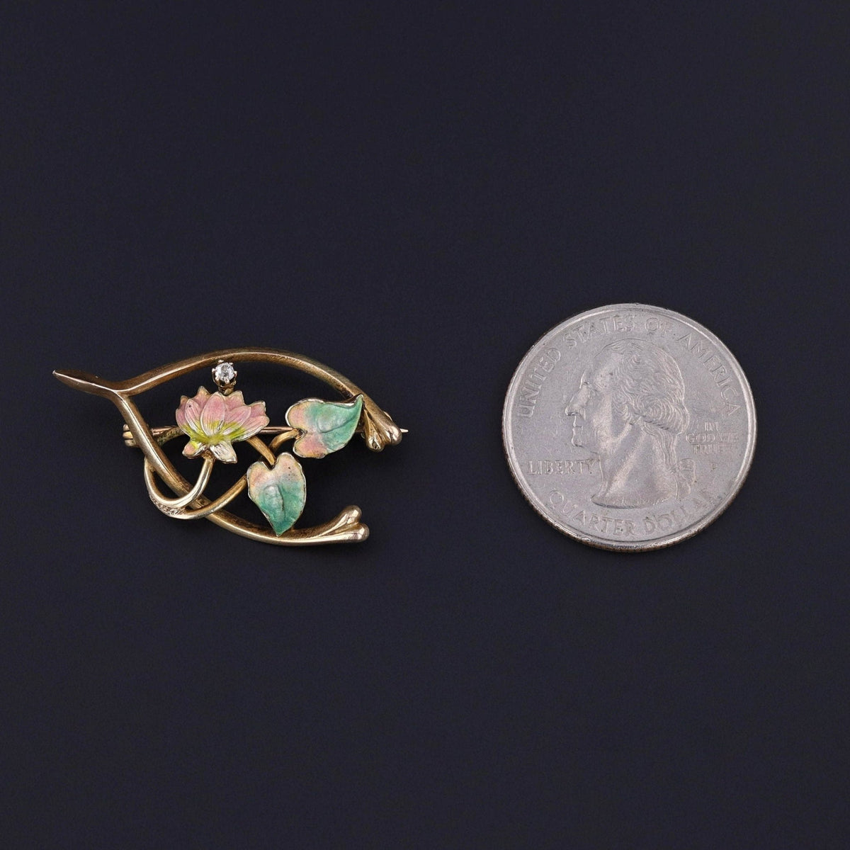 Antique Floral Wishbone Brooch of 14k Gold - Trademark Antiques