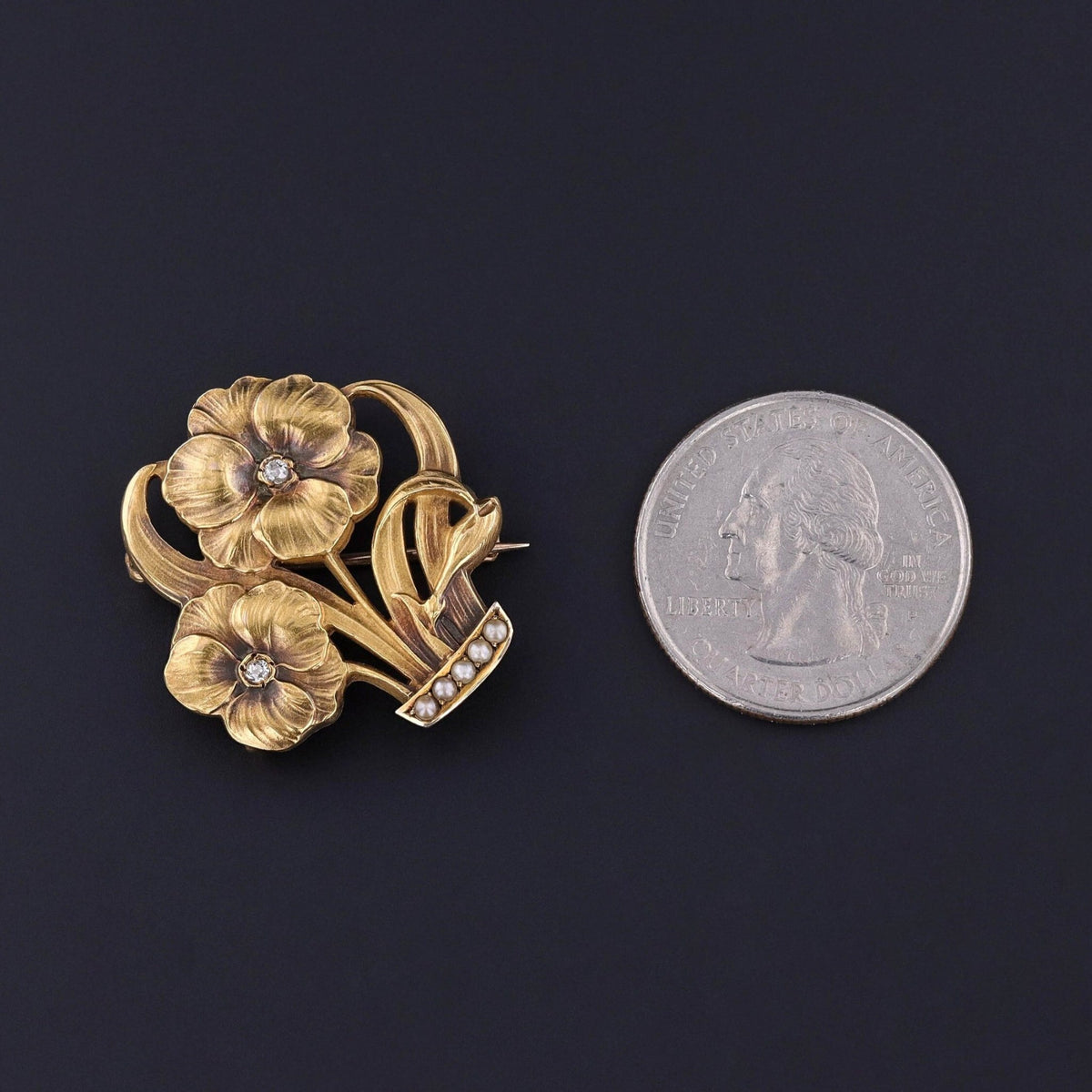 Antique Flower Basket Brooch of 10k Gold - Trademark Antiques