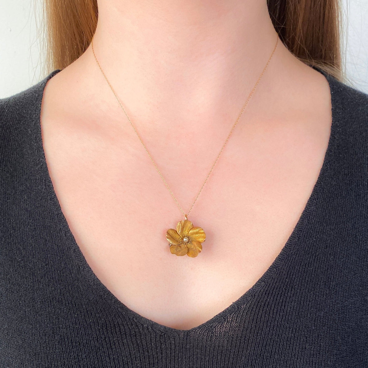 Antique Flower Pendant or Brooch of 14k Gold - Trademark Antiques
