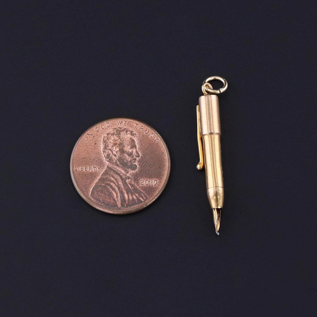 Antique Fountain Pen Charm of 9ct Gold - Trademark Antiques