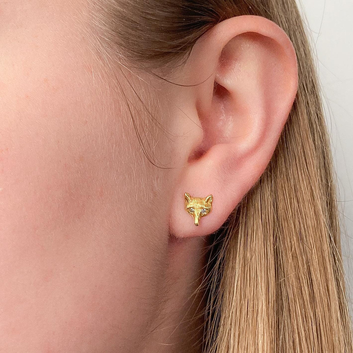 Antique Fox Stud Earrings of 9ct Gold - Trademark Antiques