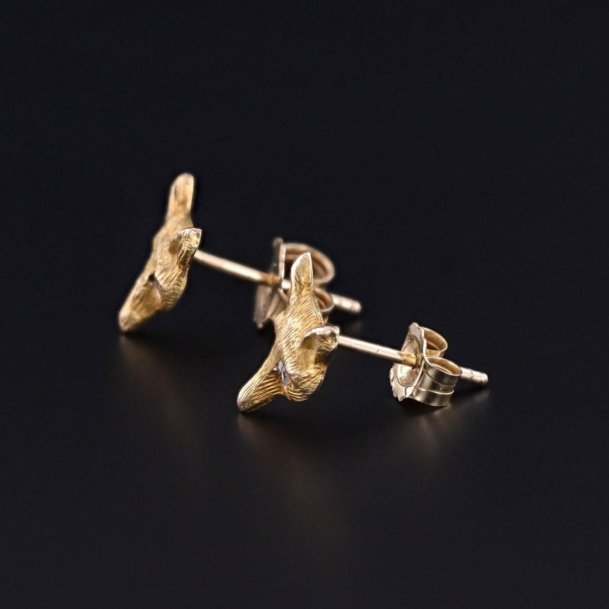 Antique Fox Stud Earrings of 9ct Gold - Trademark Antiques