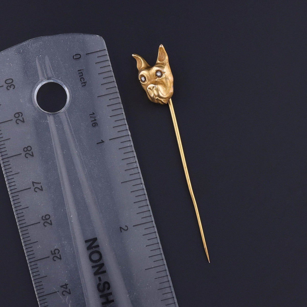 Antique French Bulldog Stickpin of 10k Gold - Trademark Antiques