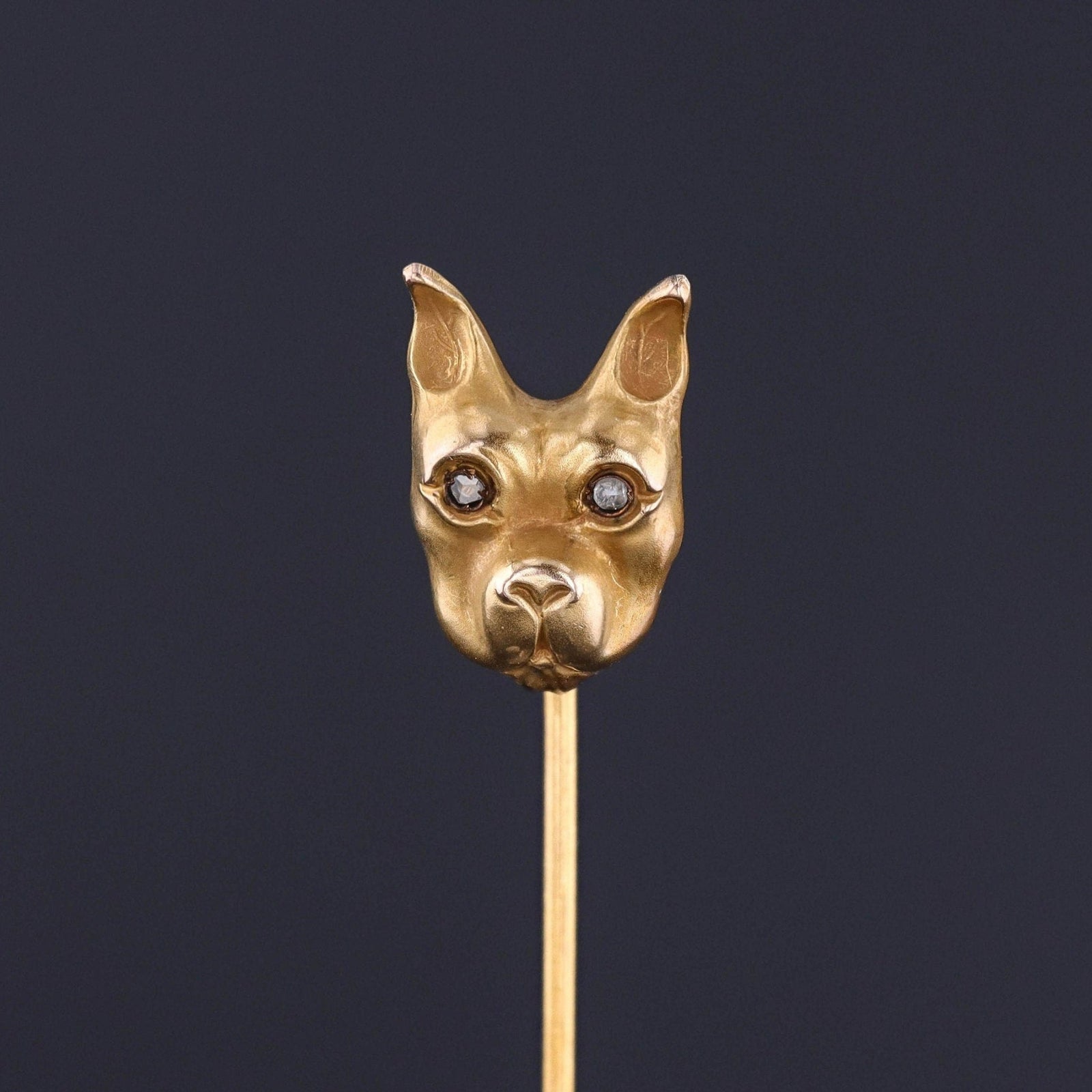 Antique French Bulldog Stickpin of 10k Gold - Trademark Antiques