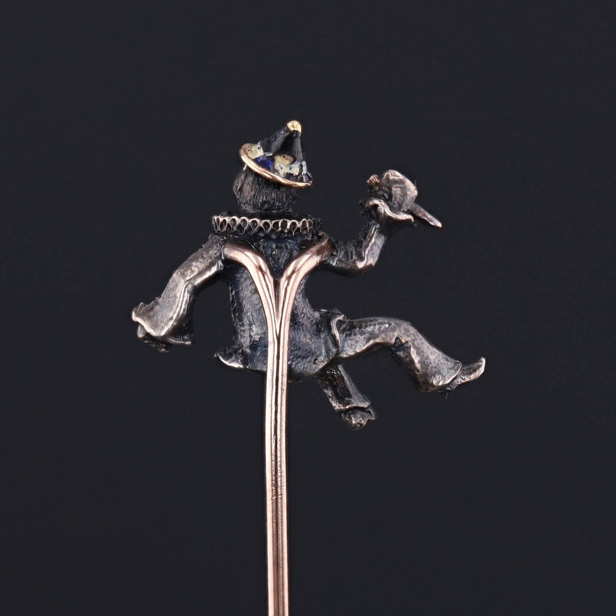 Antique French Diamond Clown with Knife Stickpin - Trademark Antiques