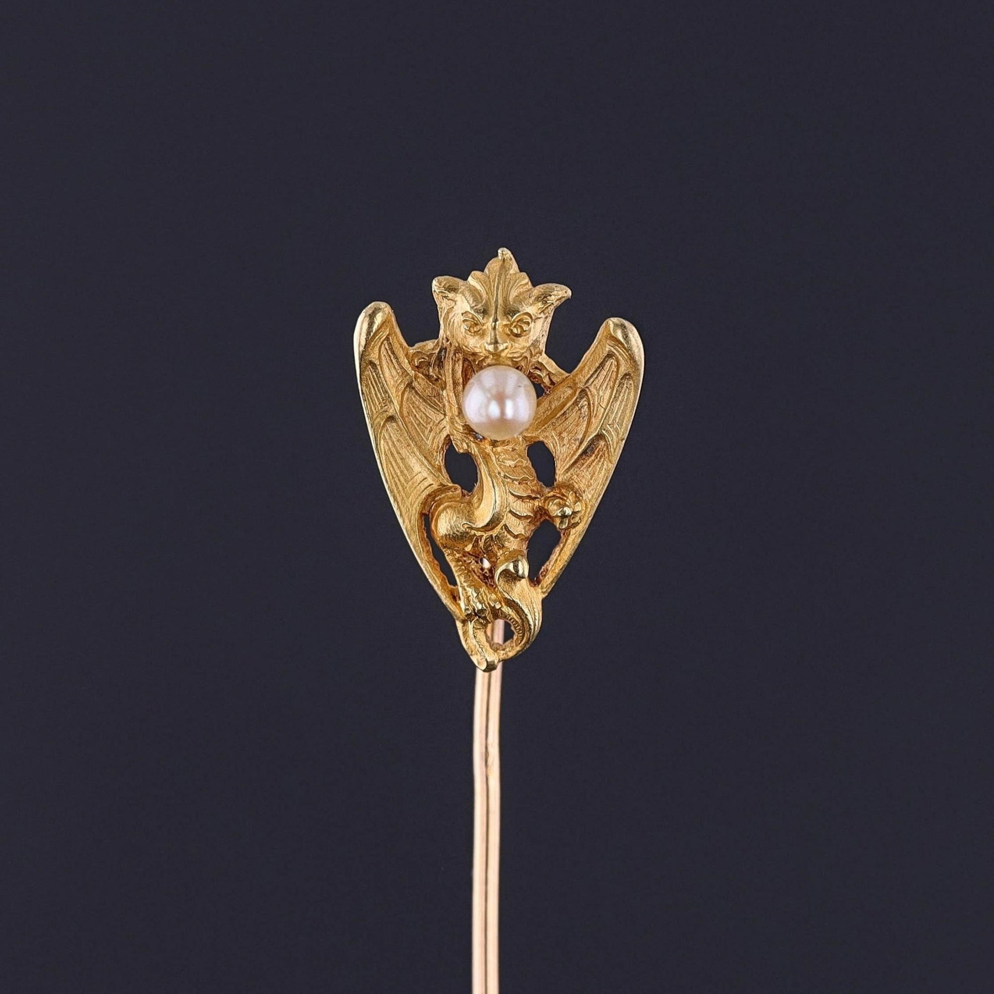 Antique French Dragon Stickpin of 18k Gold - Trademark Antiques